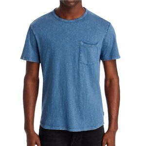John Varvatos Men's Short Sleeve Cooper Raw Edges Pocket Slub T-Shirt Winter Sky